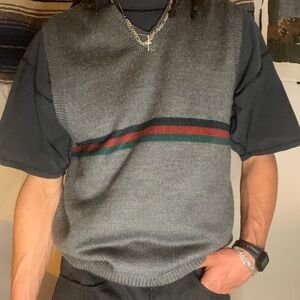 Men's V-Neck Sweater Vest with Stripes